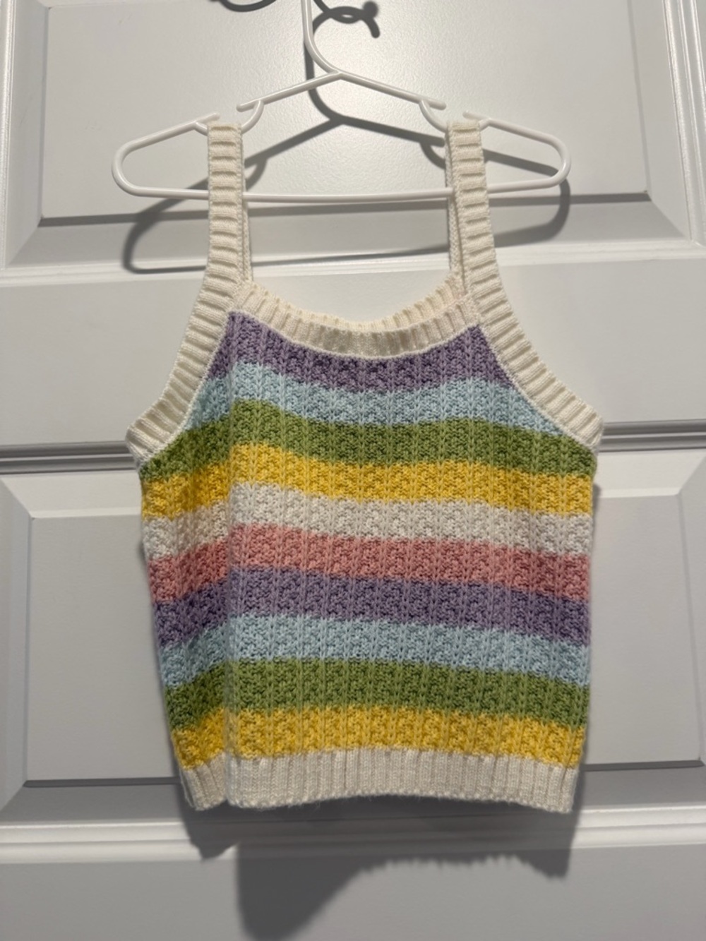 Striped Knit Tank Top in Pastel Rainbow
